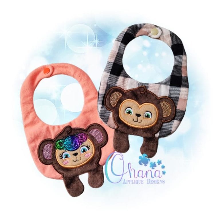 Monkey Bib Embroidery Design