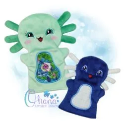 Axolotl Hand Puppet Embroidery