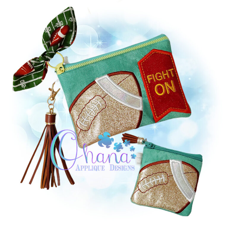 Football Zipper Bag Embroidery