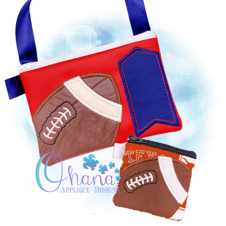 Football Zipper Bag Embroidery Design Ohana Applique Designs