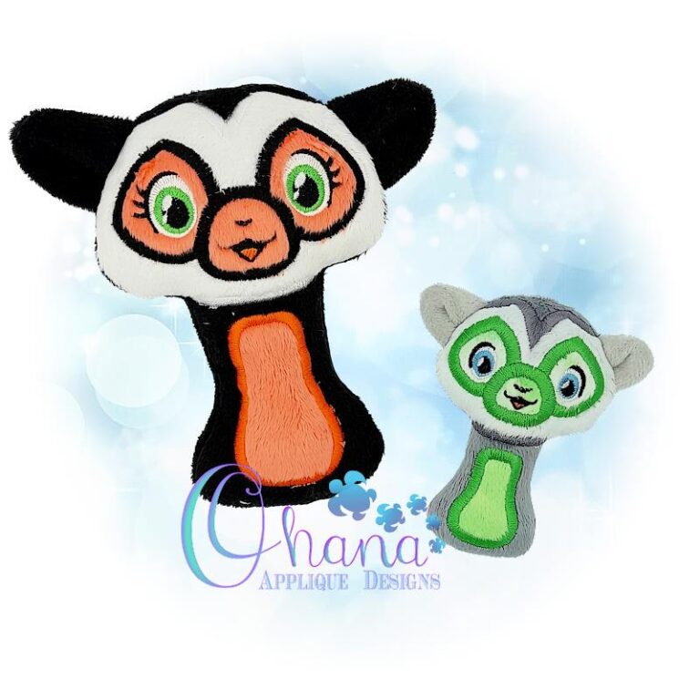 Lemur Rattle Embroidery Design