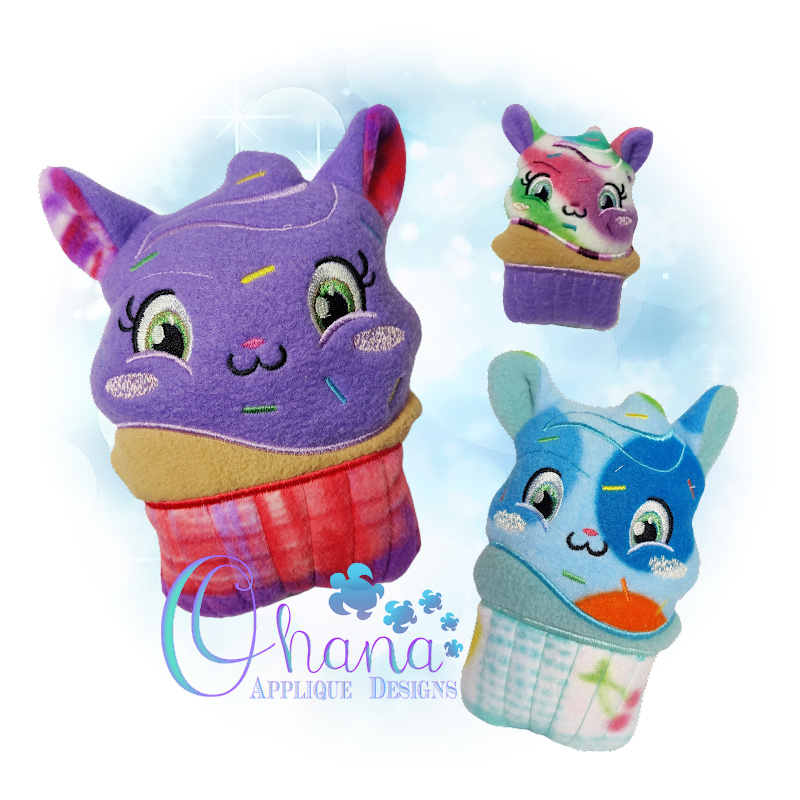 Cat Cupcake Stuffie Embroidery Design- Ohana Applique Designs