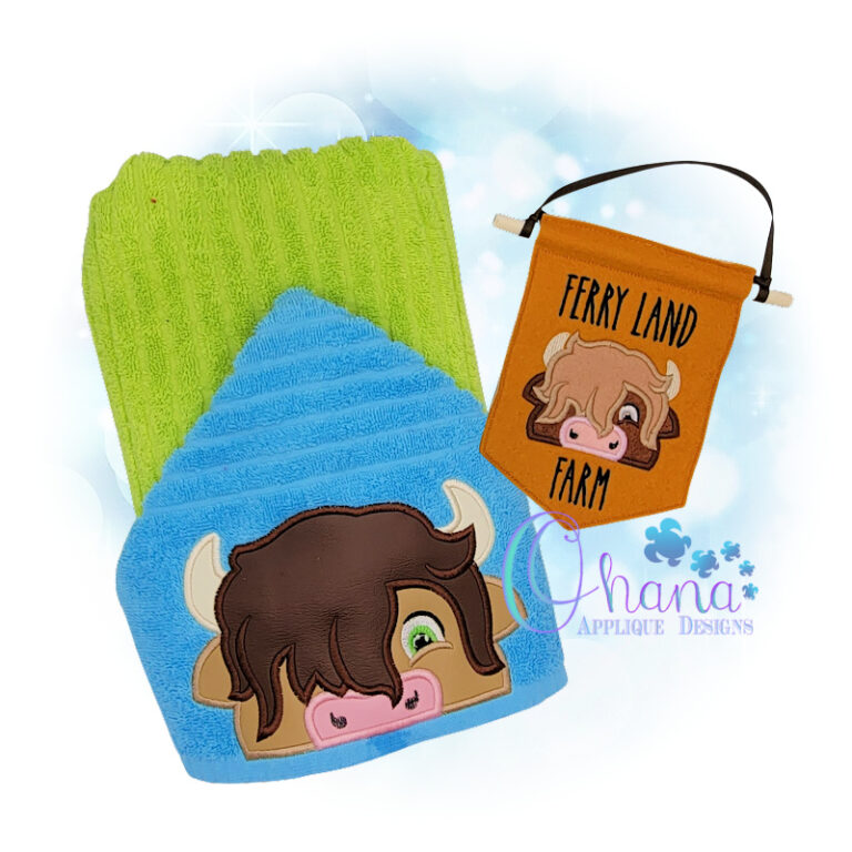 Highland Cow Peeker Embroidery