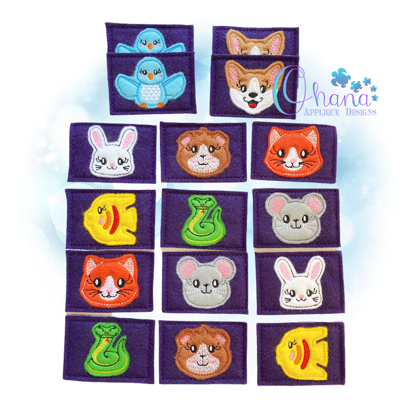 House Pet Matching Card Game Ohana Applique Designs   OAD House Pet Matching AE 800 