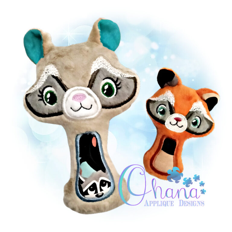 Raccoon Rattle Embroidery Design