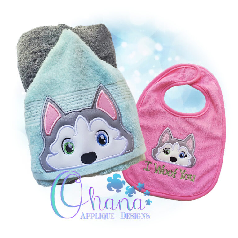 Husky Peeker Embroidery Design