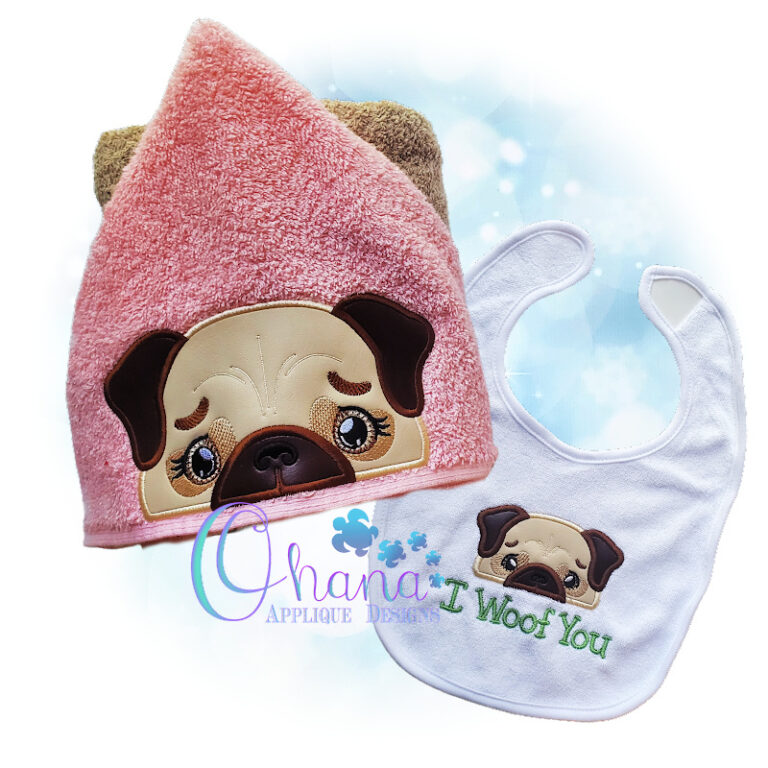 Pug Peeker Embroidery Design