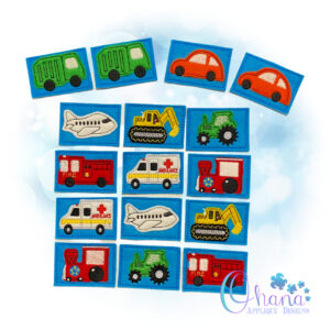Transportation Matching Card Game - Ohana Applique Designs
