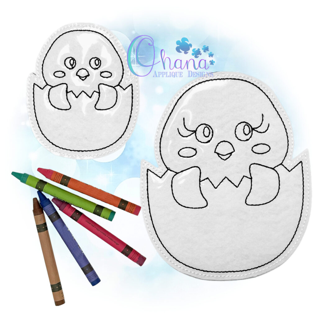 Chick Flat Coloring Doll Design - Ohana Applique Designs