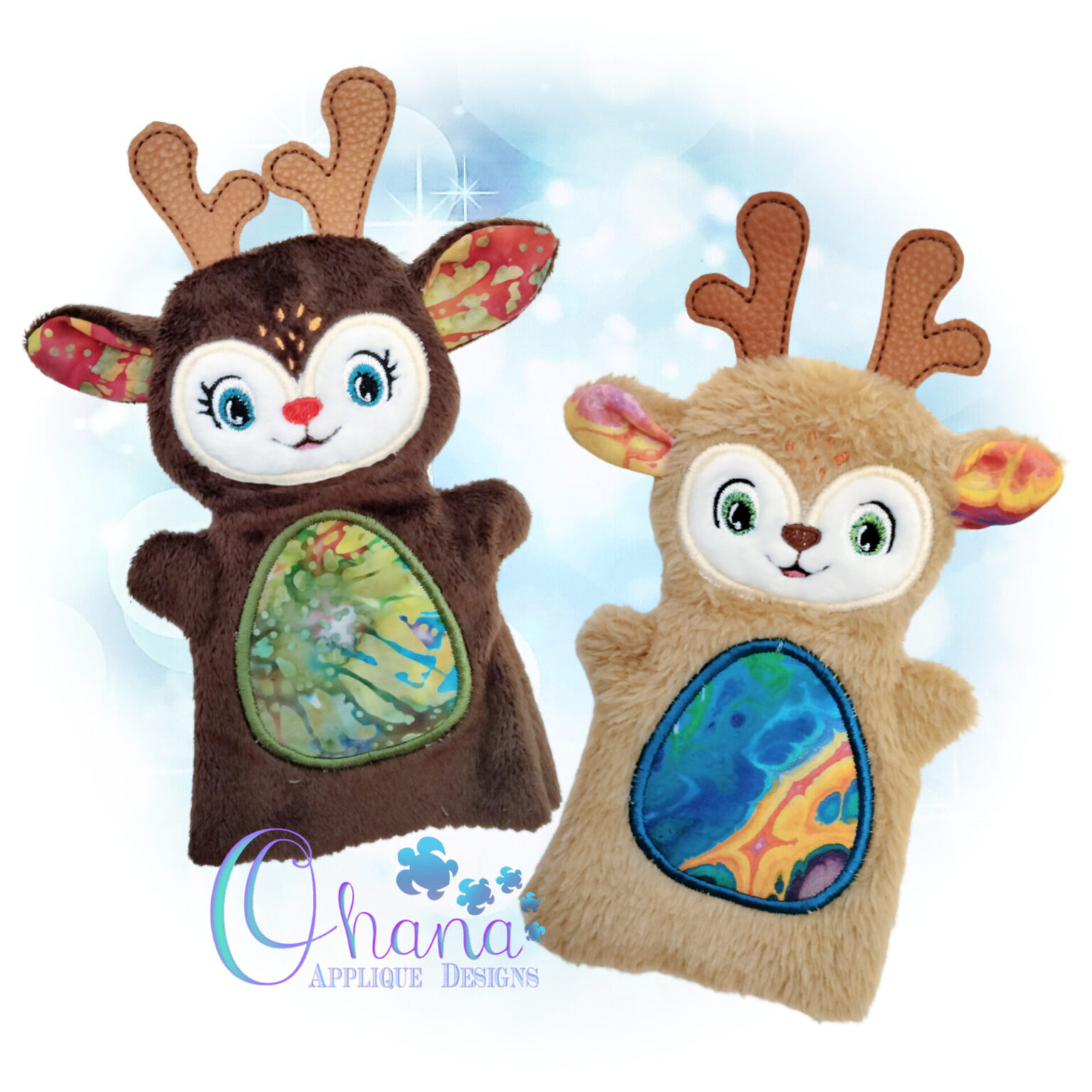 Deer Hand Puppet Embroidery Design Ohana Applique Designs