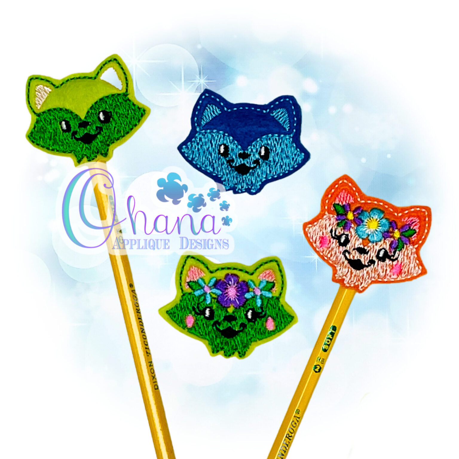 Fox Pencil Topper Embroidery Ohana Applique Designs