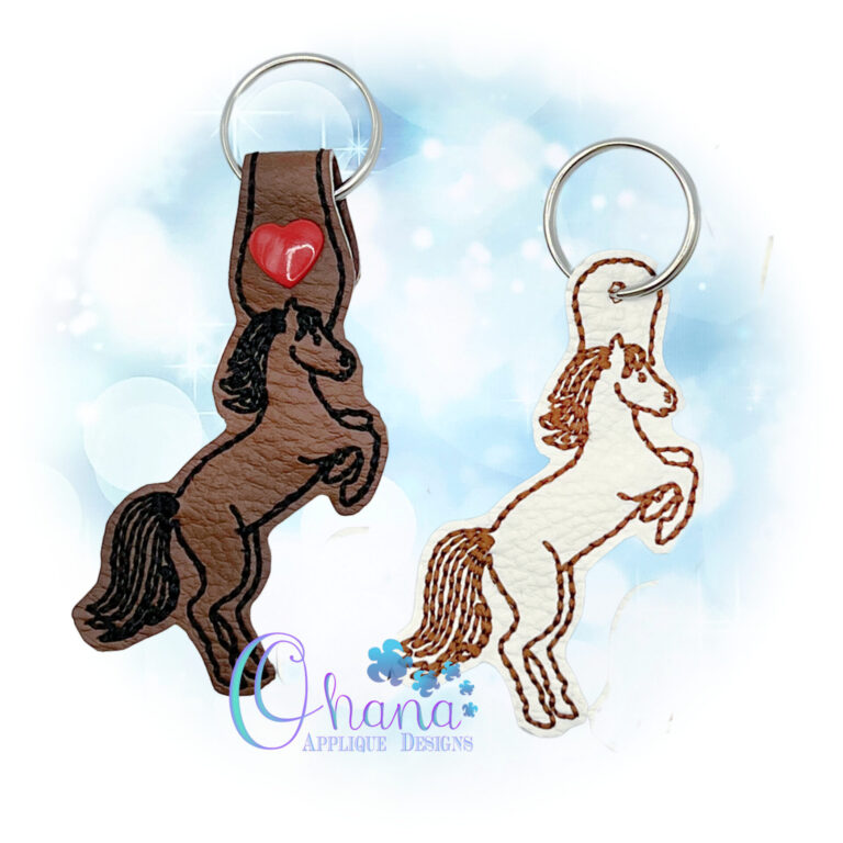 Horse Key Chain Embroidery Design - Ohana Applique Designs