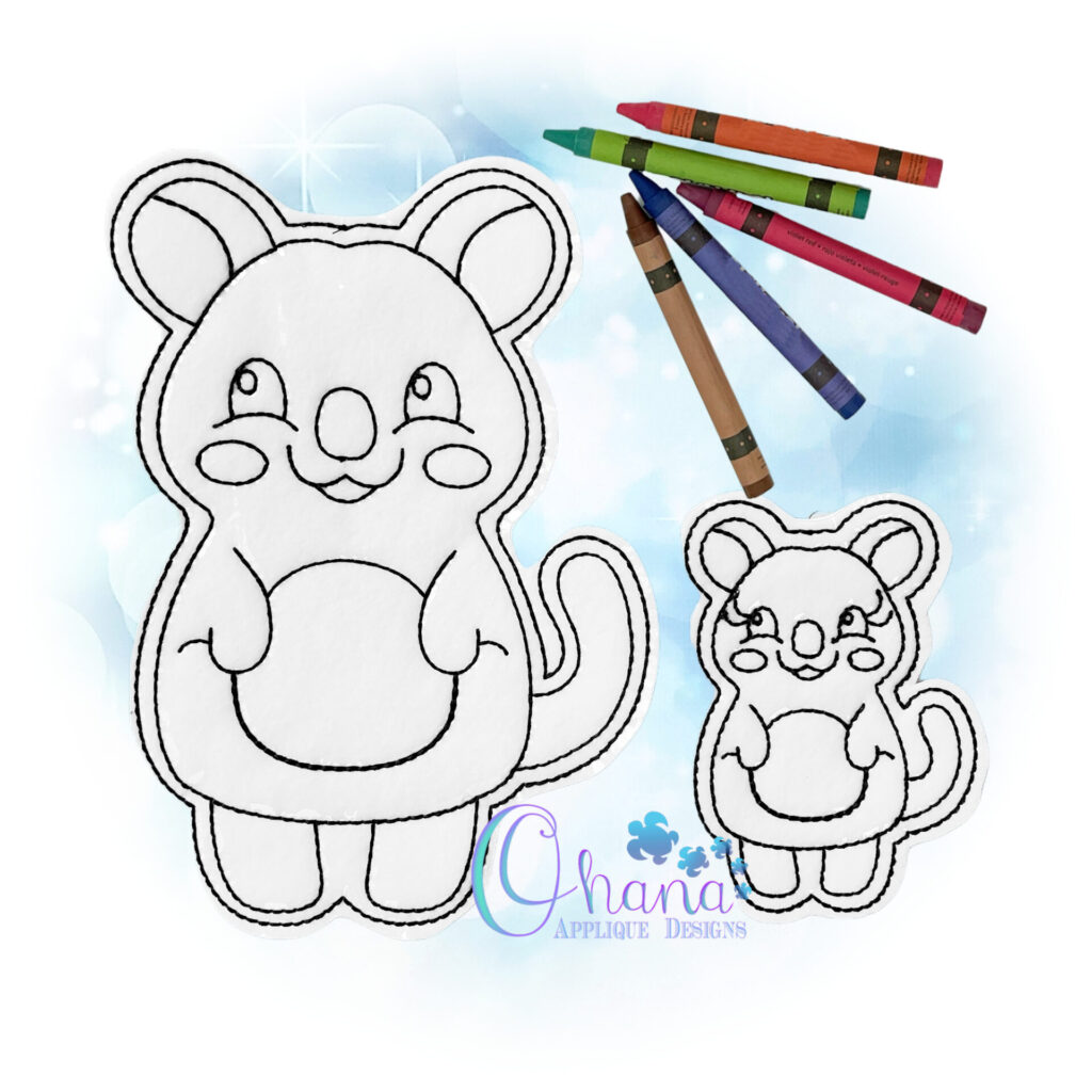 Quokka Flat Coloring Doll Embroidery Design - OAD