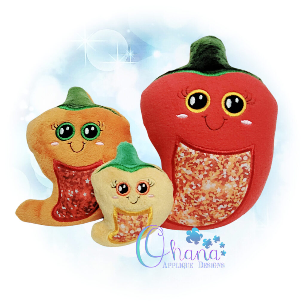 Hot Pepper Stuffie Embroidery Design - Ohana Applique Designs