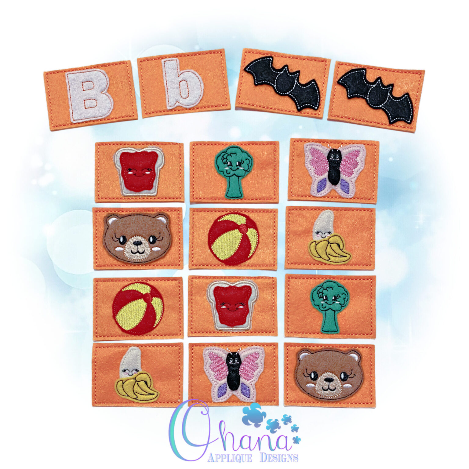 Letter B Matching Card Game - Ohana Applique Designs