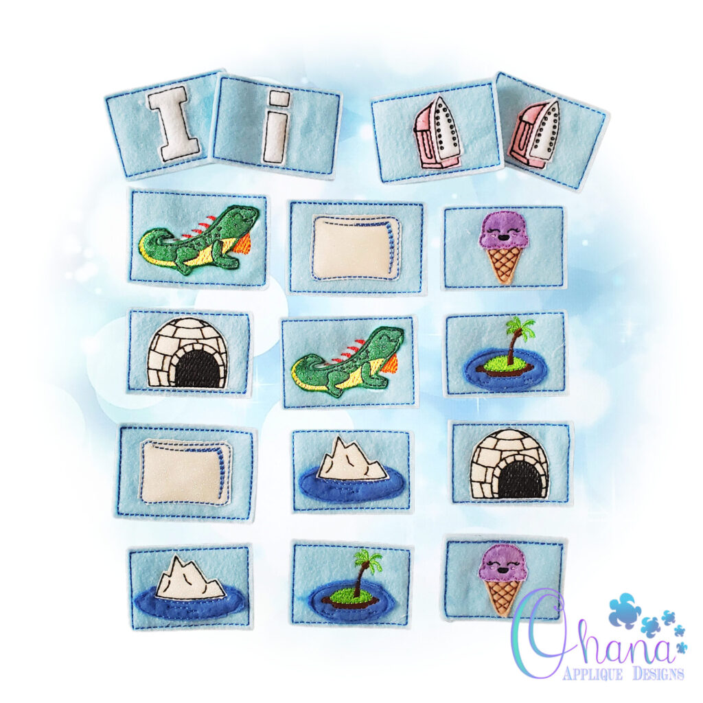 Letter I Matching Card Game - Ohana Applique Designs