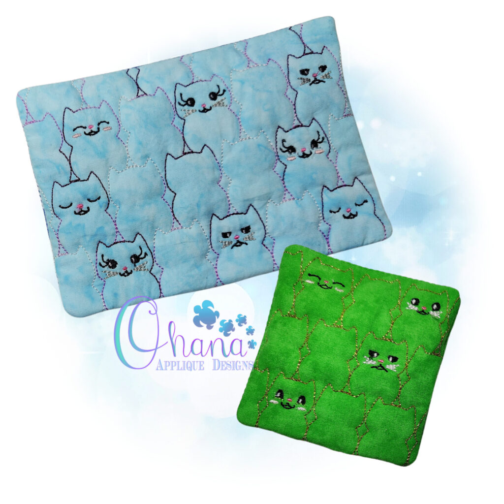 Kitty Mood Mug Rug Design - Ohana Applique Designs