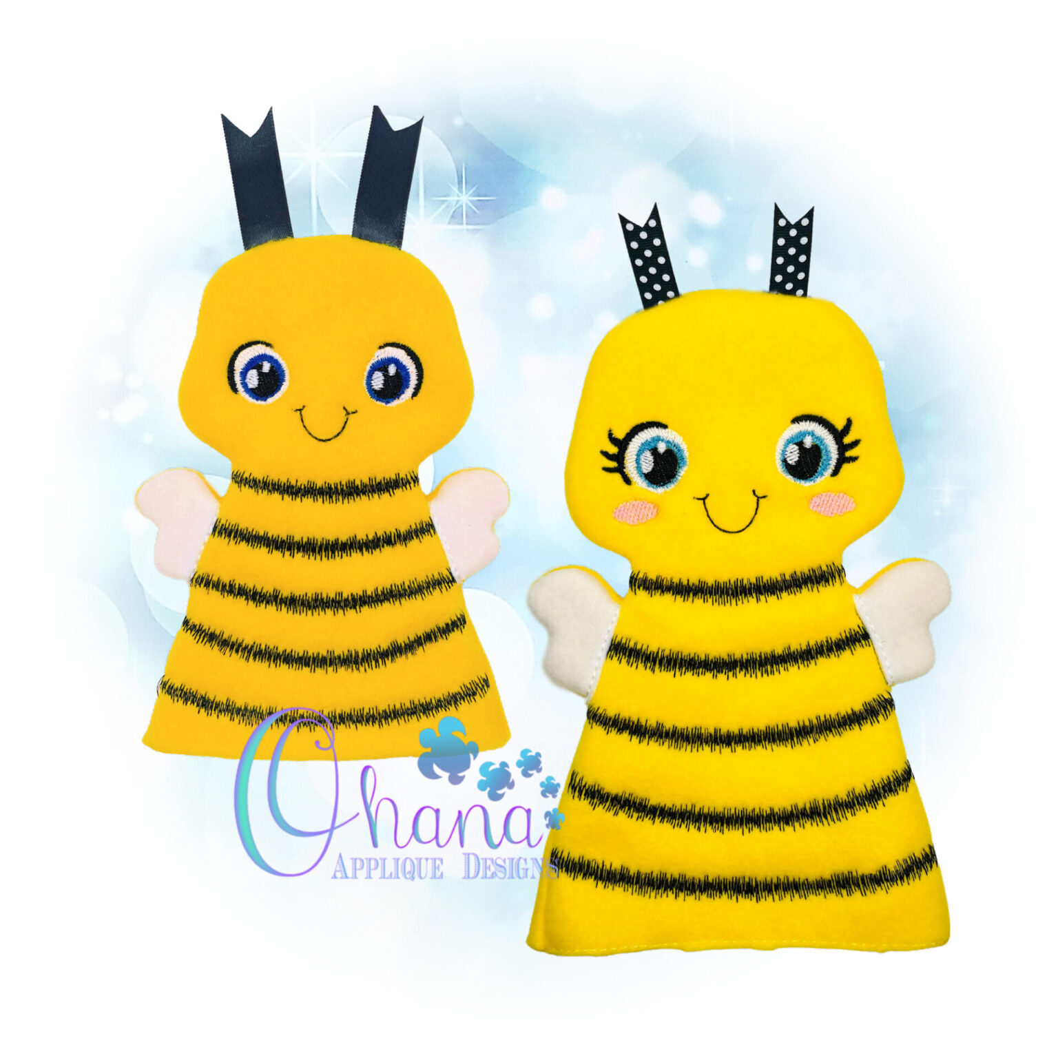 Bee Hand Puppet Design - Ohana Applique Designs