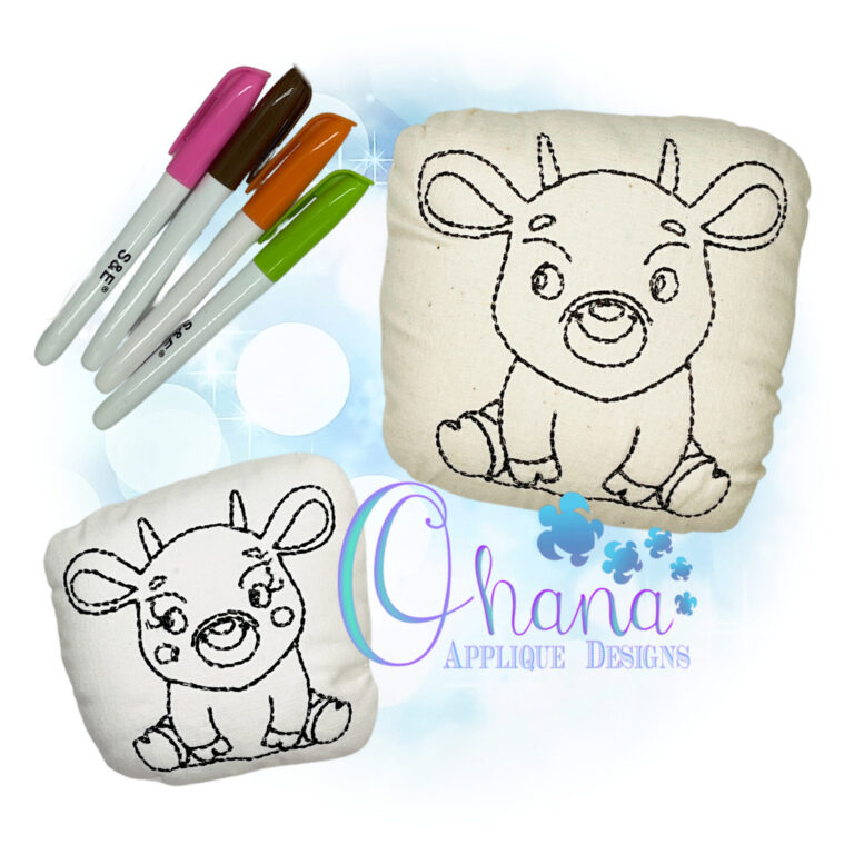 Goat Coloring Stuffie Embroidery
