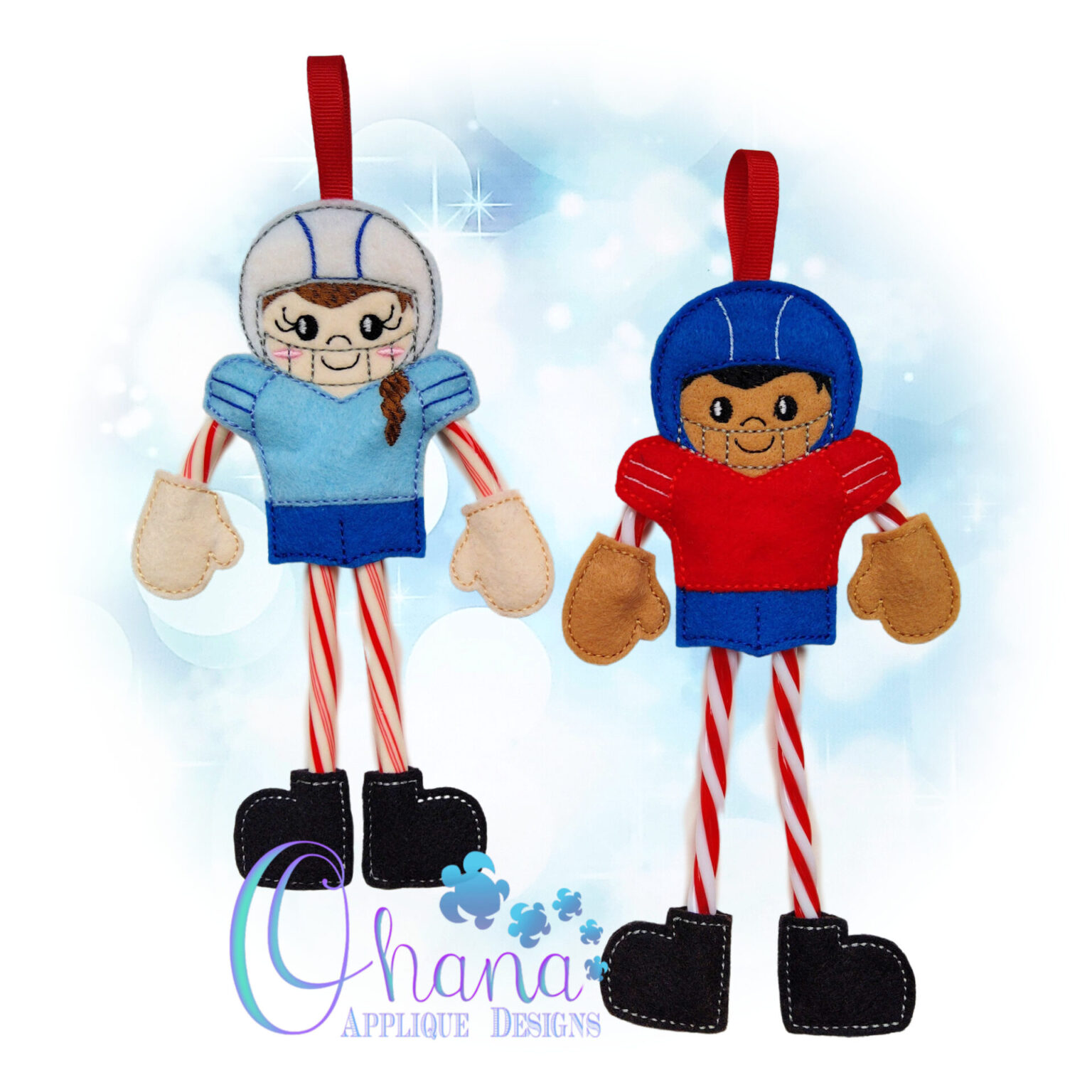 Football Player Candy Cane Holder Ornament