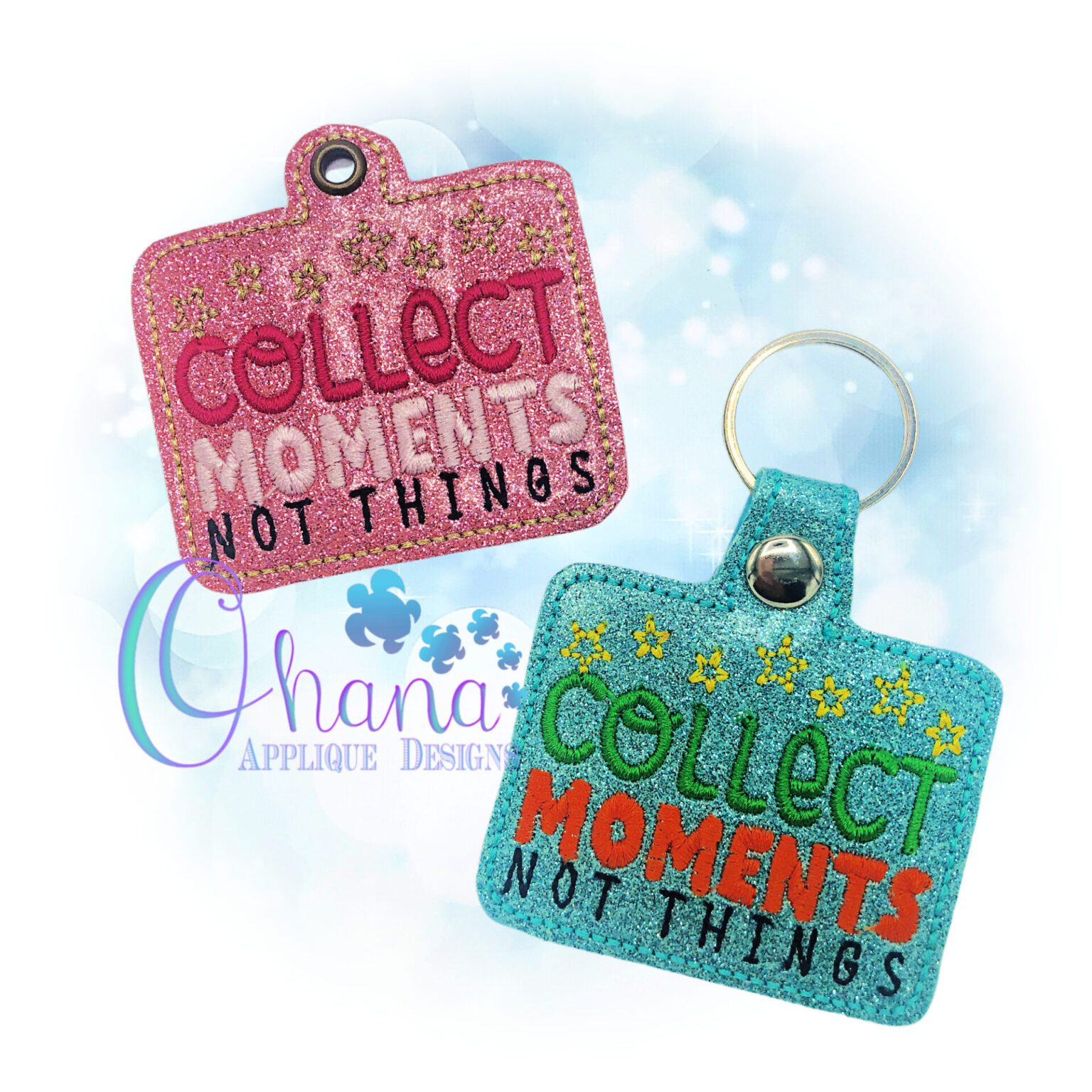 Collect Moments Not Things Key Chain Design - Ohana Applique Designs