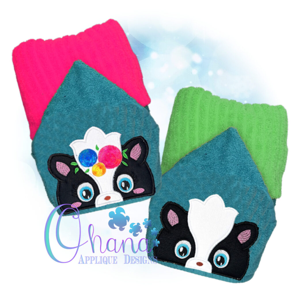 Floral Skunk Peeker Design - Ohana Applique Designs