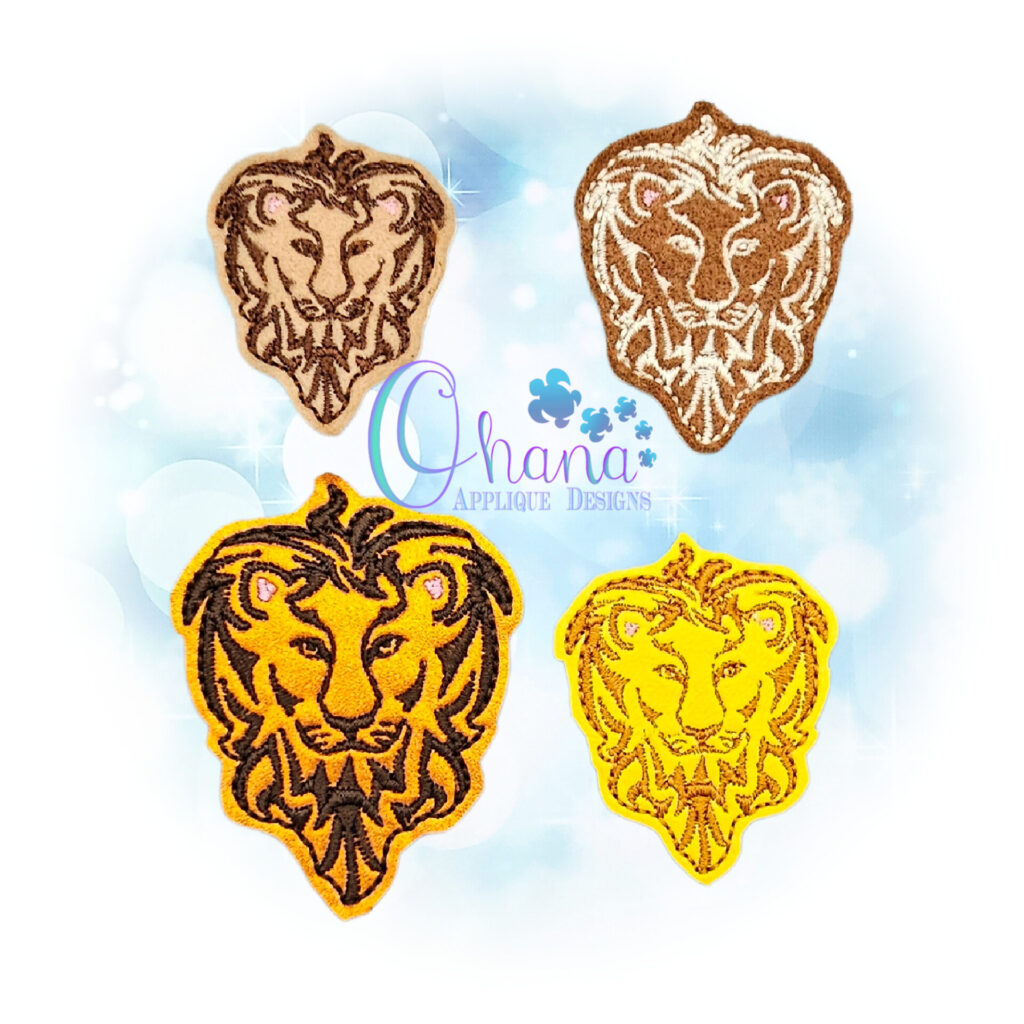 Realistic Lion Feltie Embroidery Design - Ohana Applique Designs