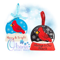 Cardinal Snowglobe Ornament Embroidery