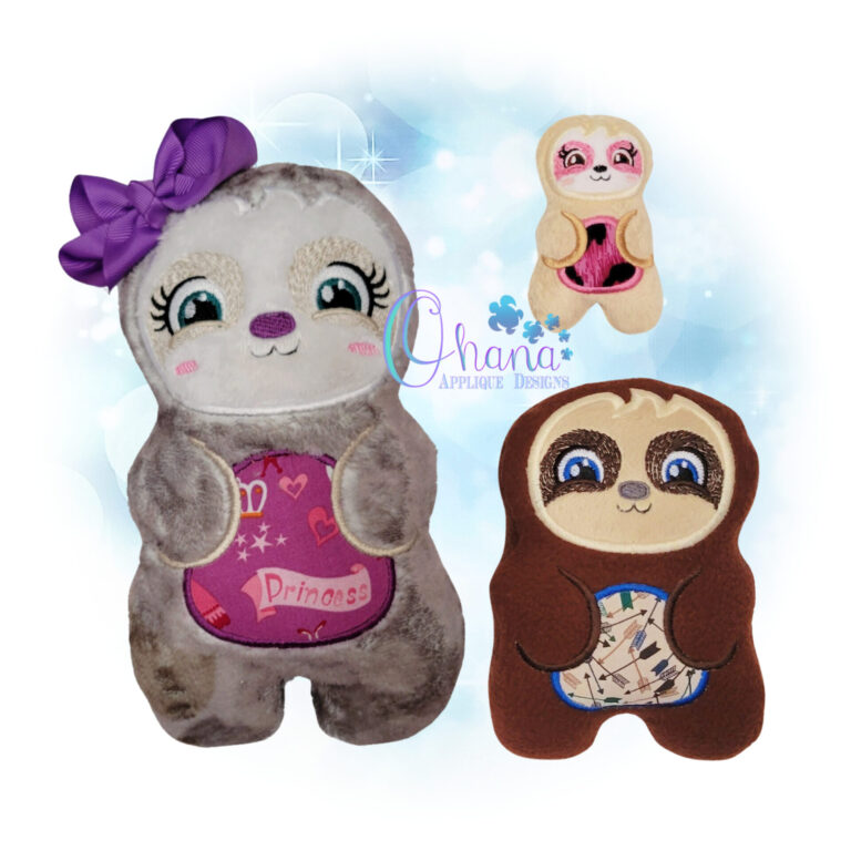Chubby Sloth Stuffie Embroidery
