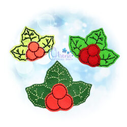 Holly Berries Feltie Embroidery