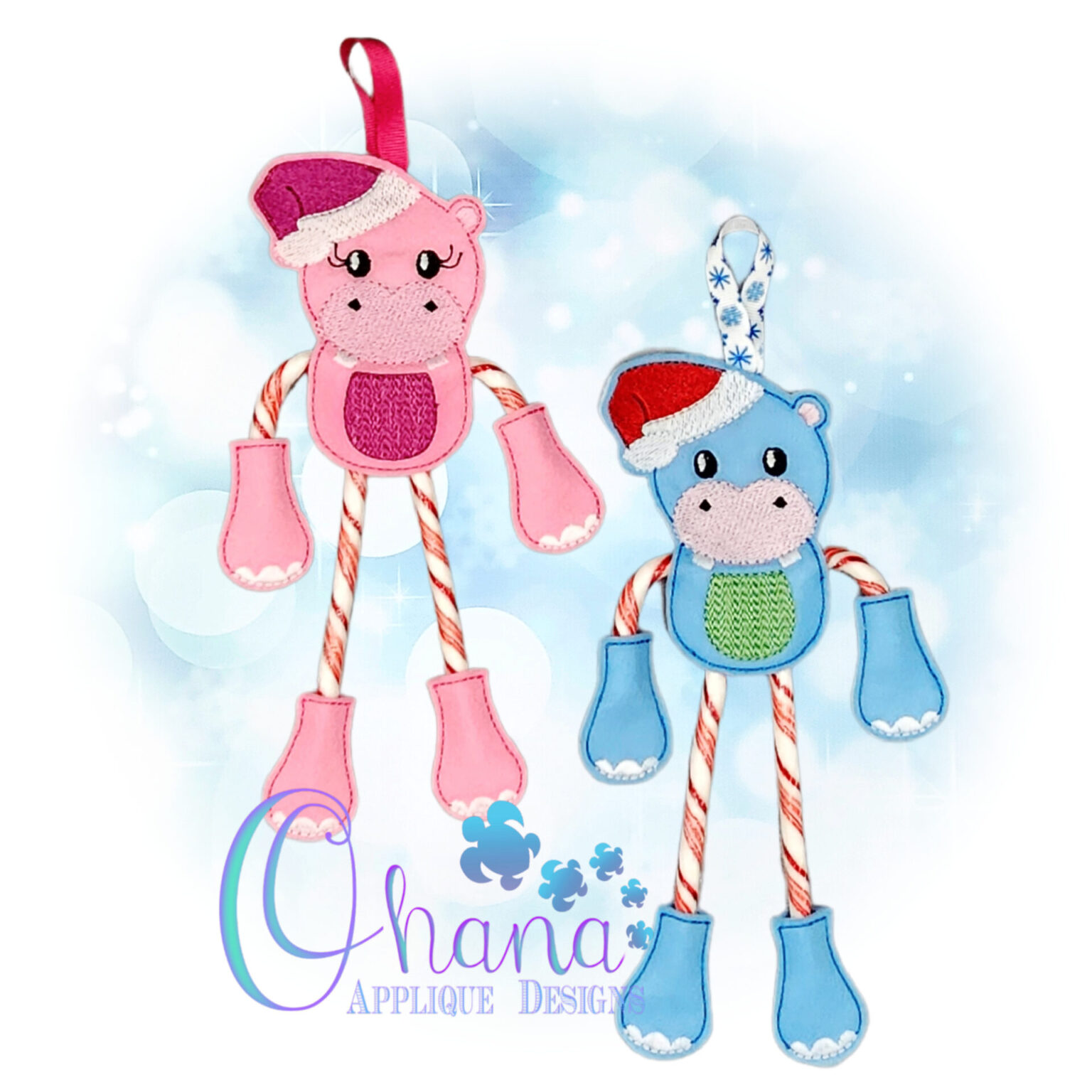 OAD Santa Hippo CCH 2000 Santa Hippo Candy Cane Holder Ornament