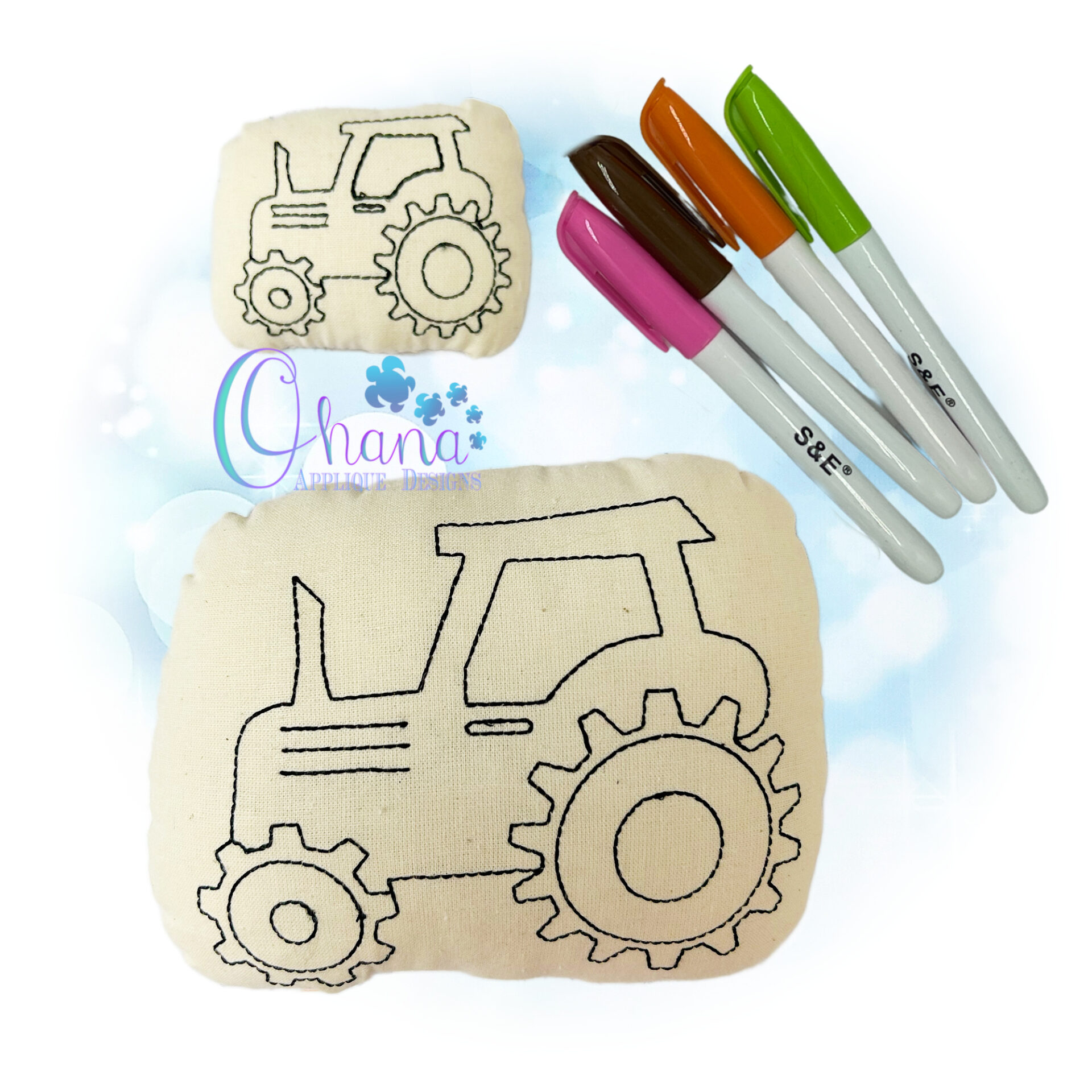 Tractor Coloring Stuffie Embroidery