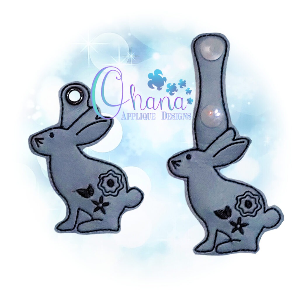 Year of the Rabbit Key Chain Embroidery Design - Ohana Applique Designs