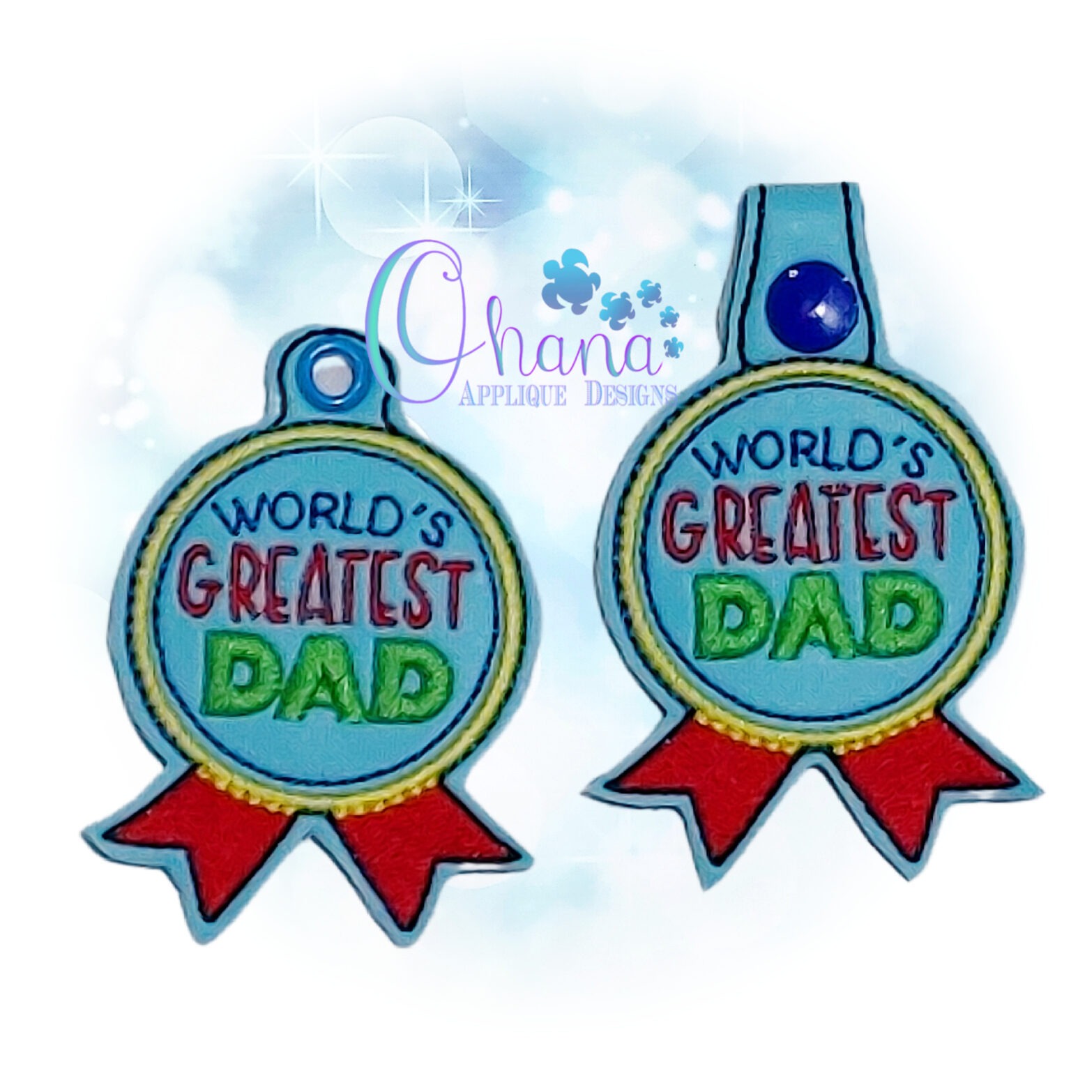 World's Greatest Dad Key Chain Embroidery Design - Ohana Applique Designs