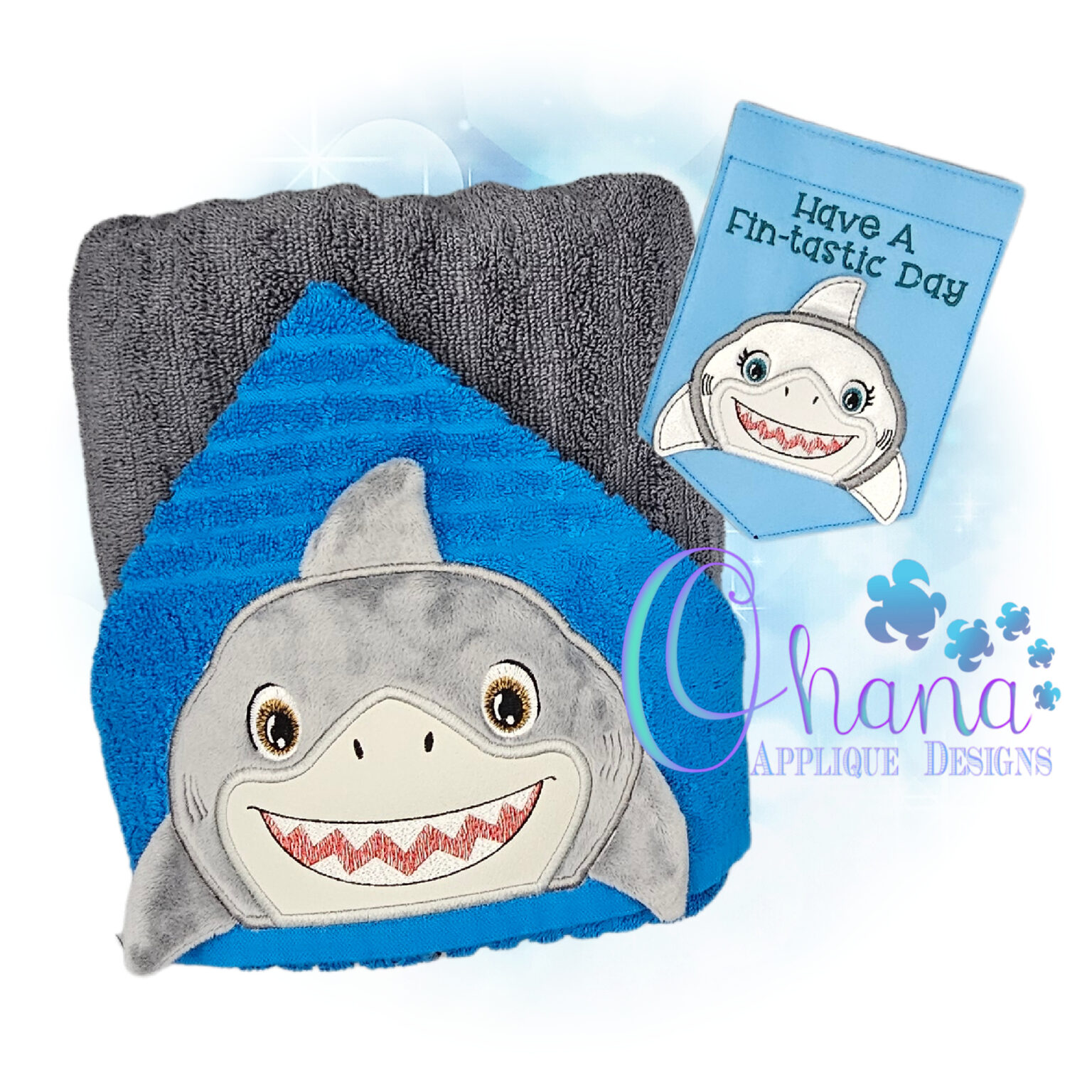 3D Shark Peeker Embroidery Design - Ohana Applique Designs