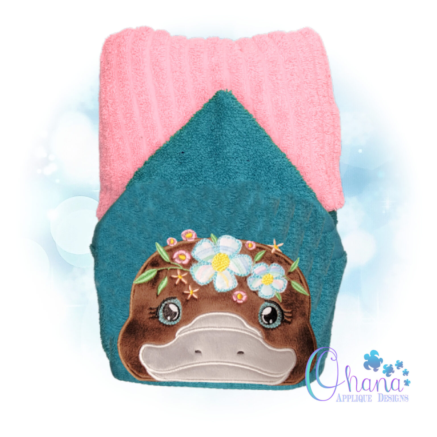 Floral Platypus Peeker Embroidery Design - O.A.D.