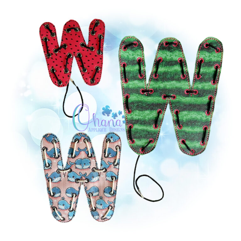 Letter W Lacing Board Embroidery Design - Ohana Applique Designs