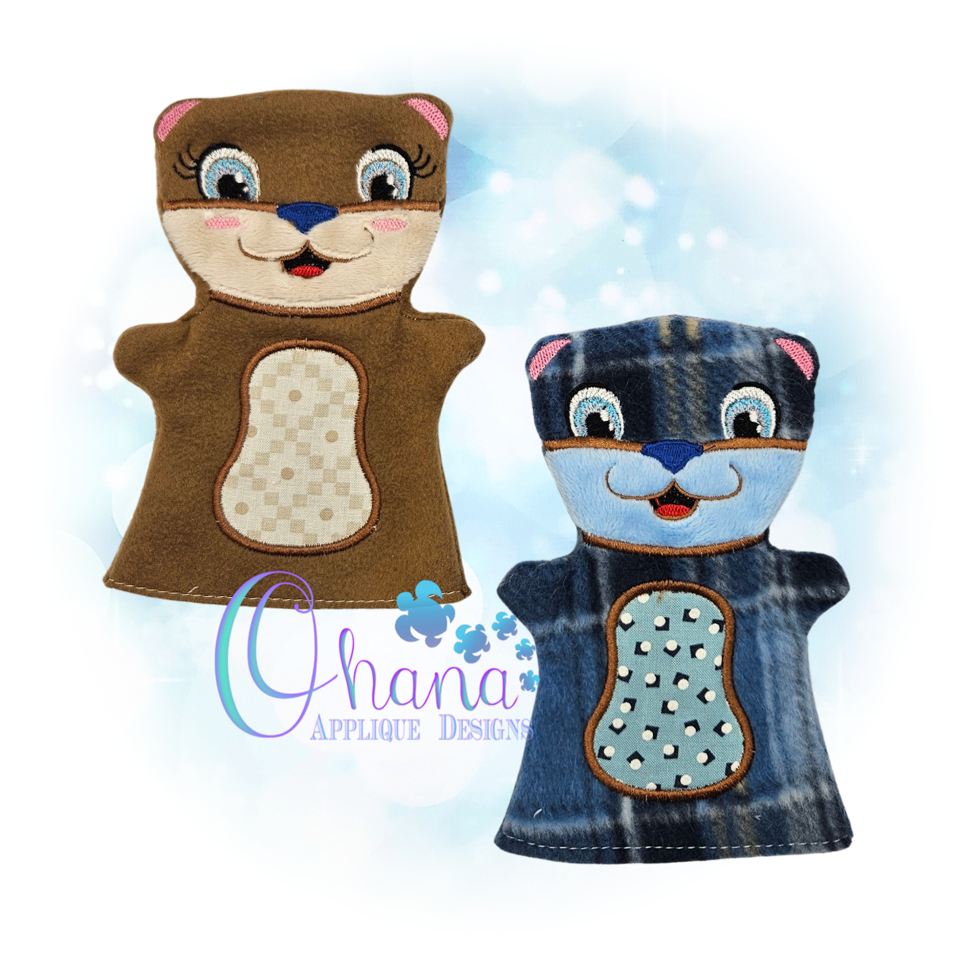 Otter Hand Puppet Embroidery Design - Ohana Applique Designs