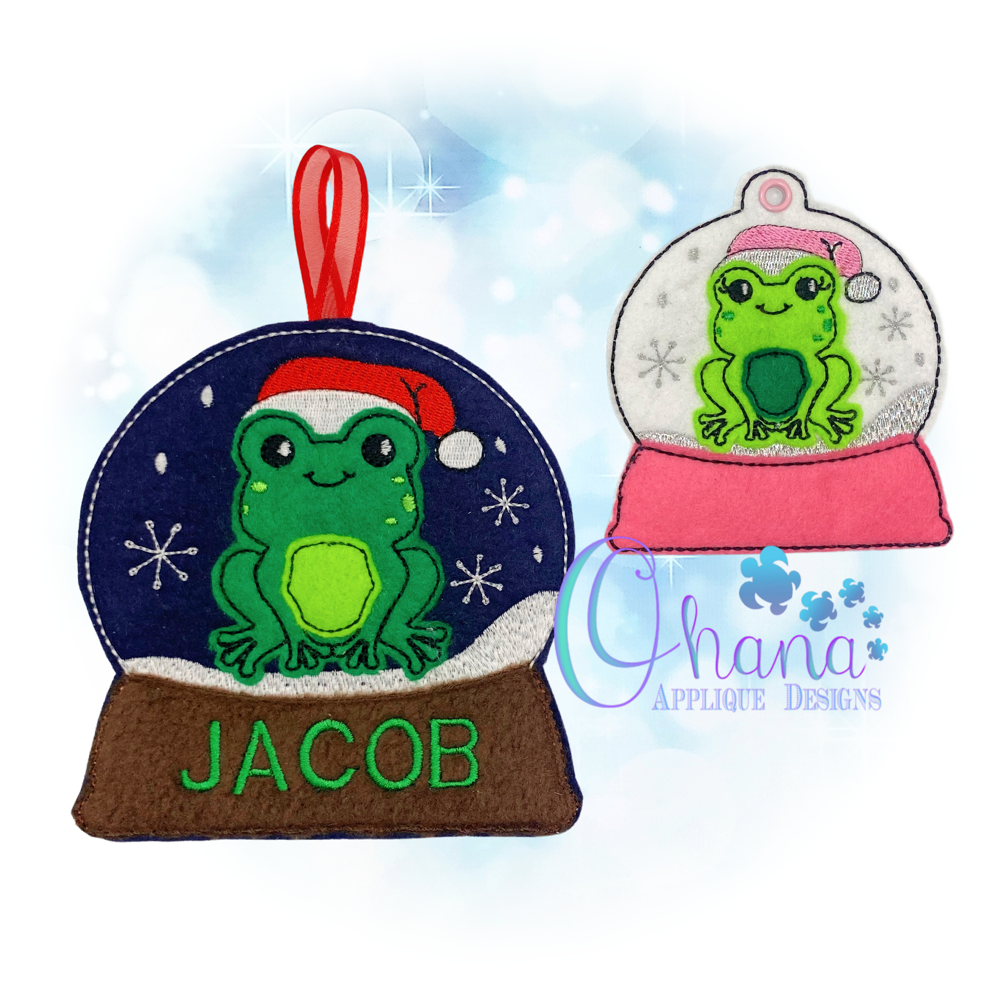 Santa Frog Snowglobe Ornament