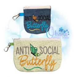 Anti-Social Butterfly Zipper Bag