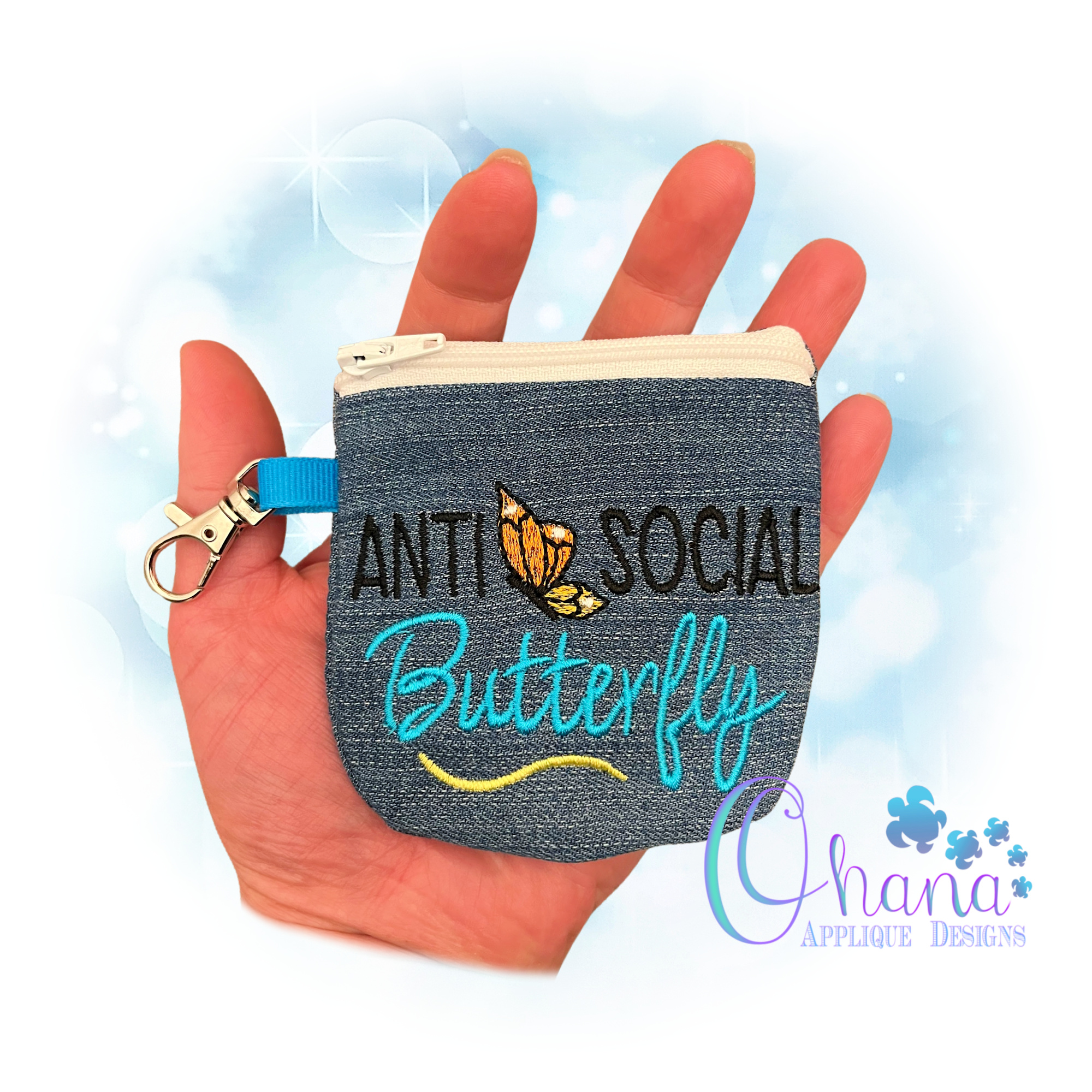 Anti-Social Butterfly Zipper Bag