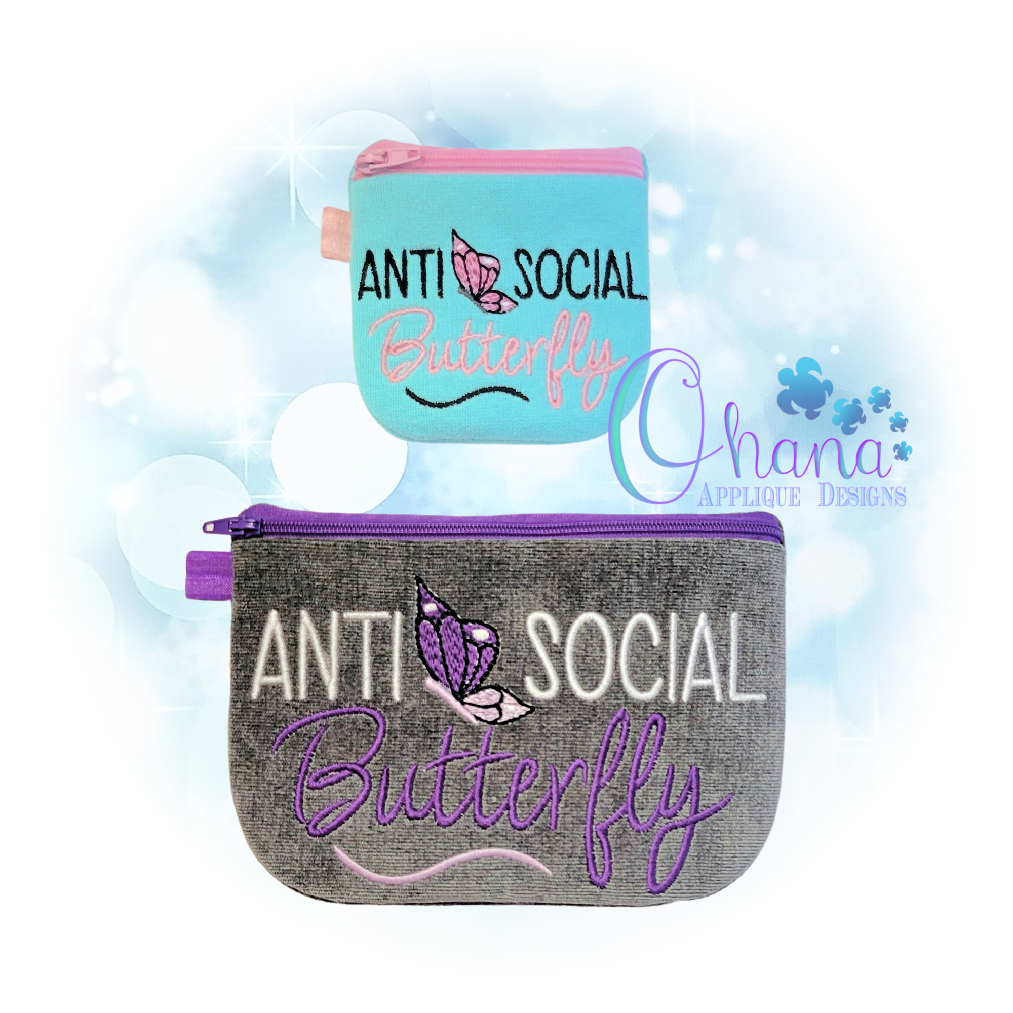 Anti-Social Butterfly Zipper Bag