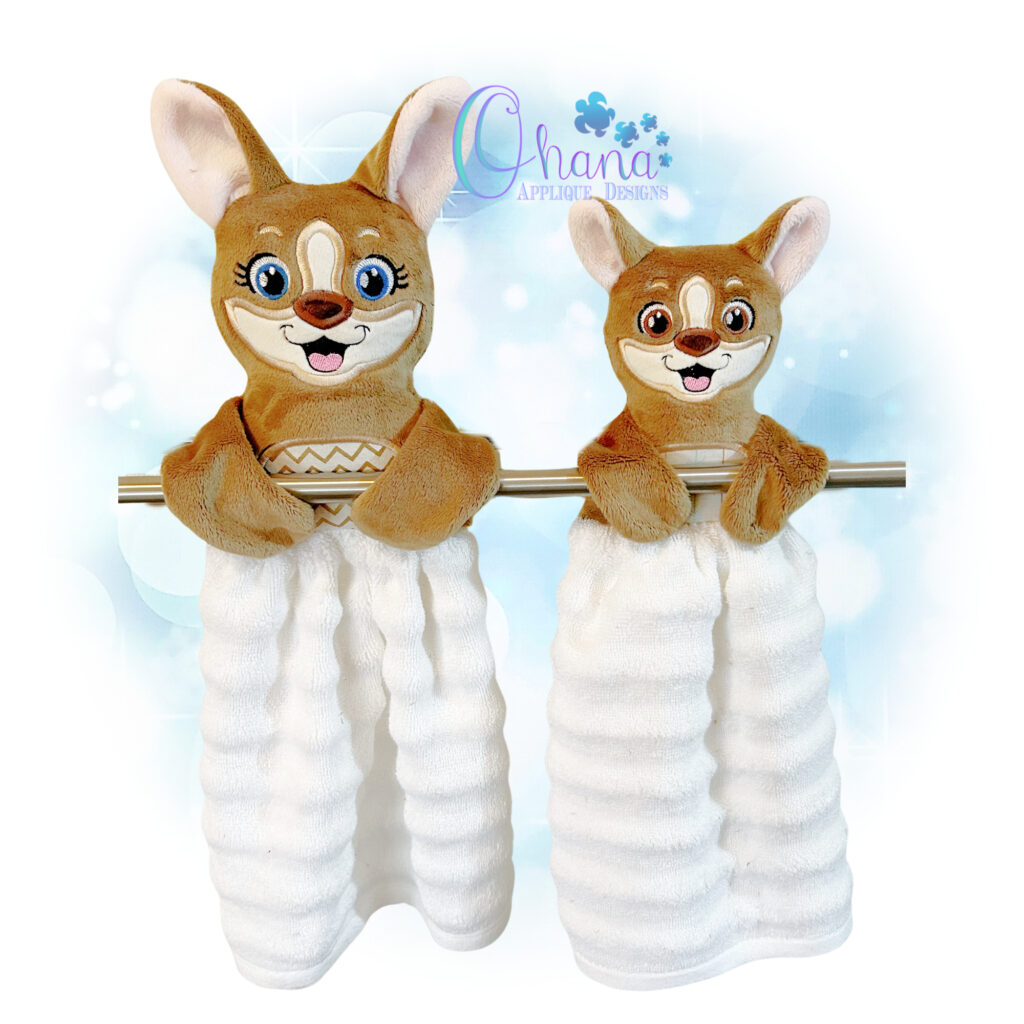 Corgi Hand Towel Holder Embroidery Design - Ohana Applique Designs