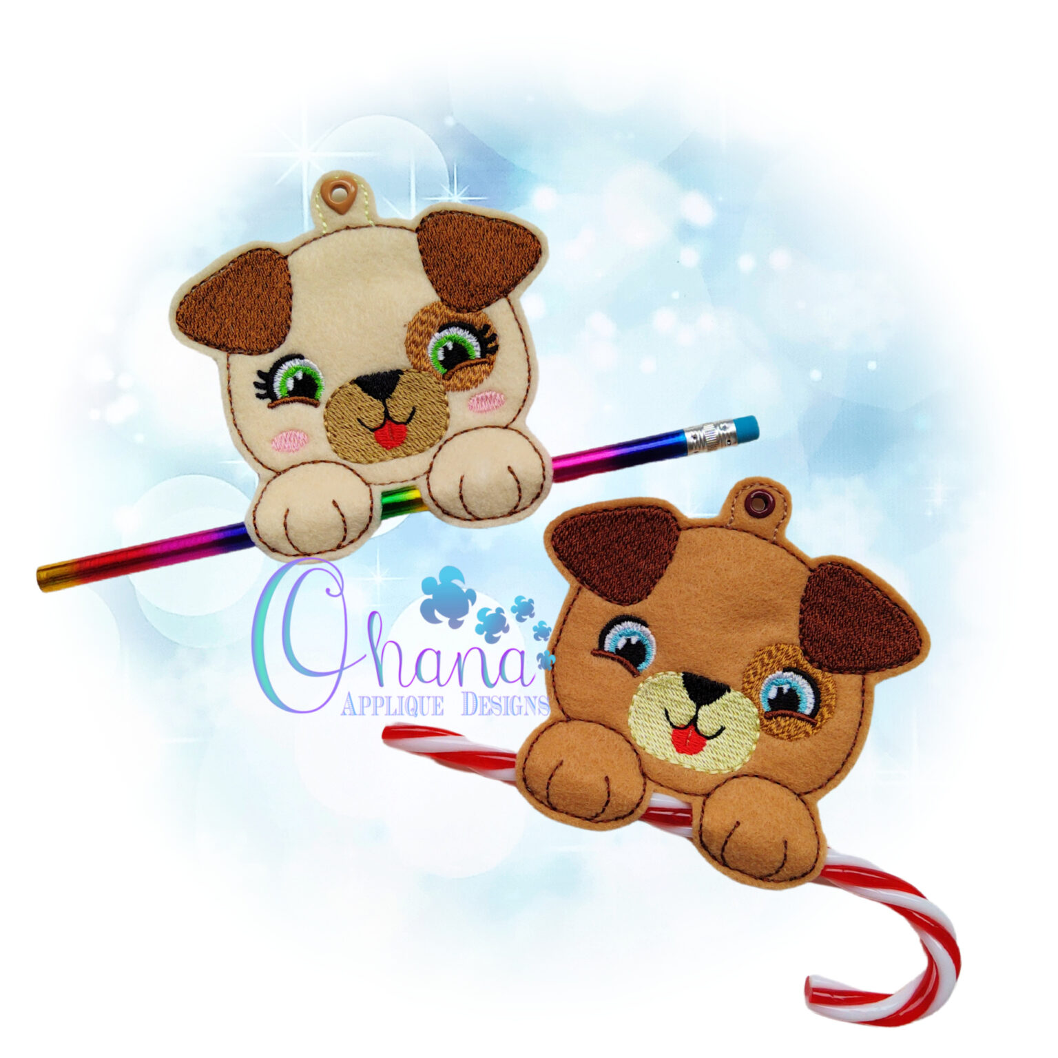 Dog Single Candy Cane Holder Ornament Design - OAD