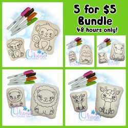 October 1st 2024 - Coloring Stuffie Bundle - 5 for $5