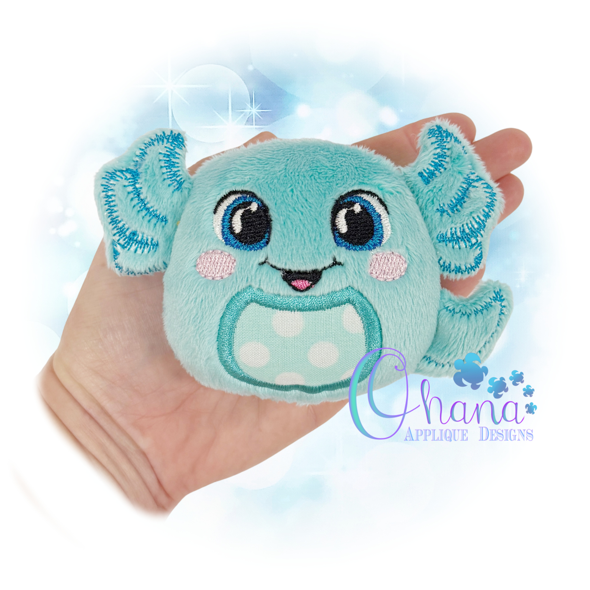 Axolotl Egglet Stuffie Embroidery