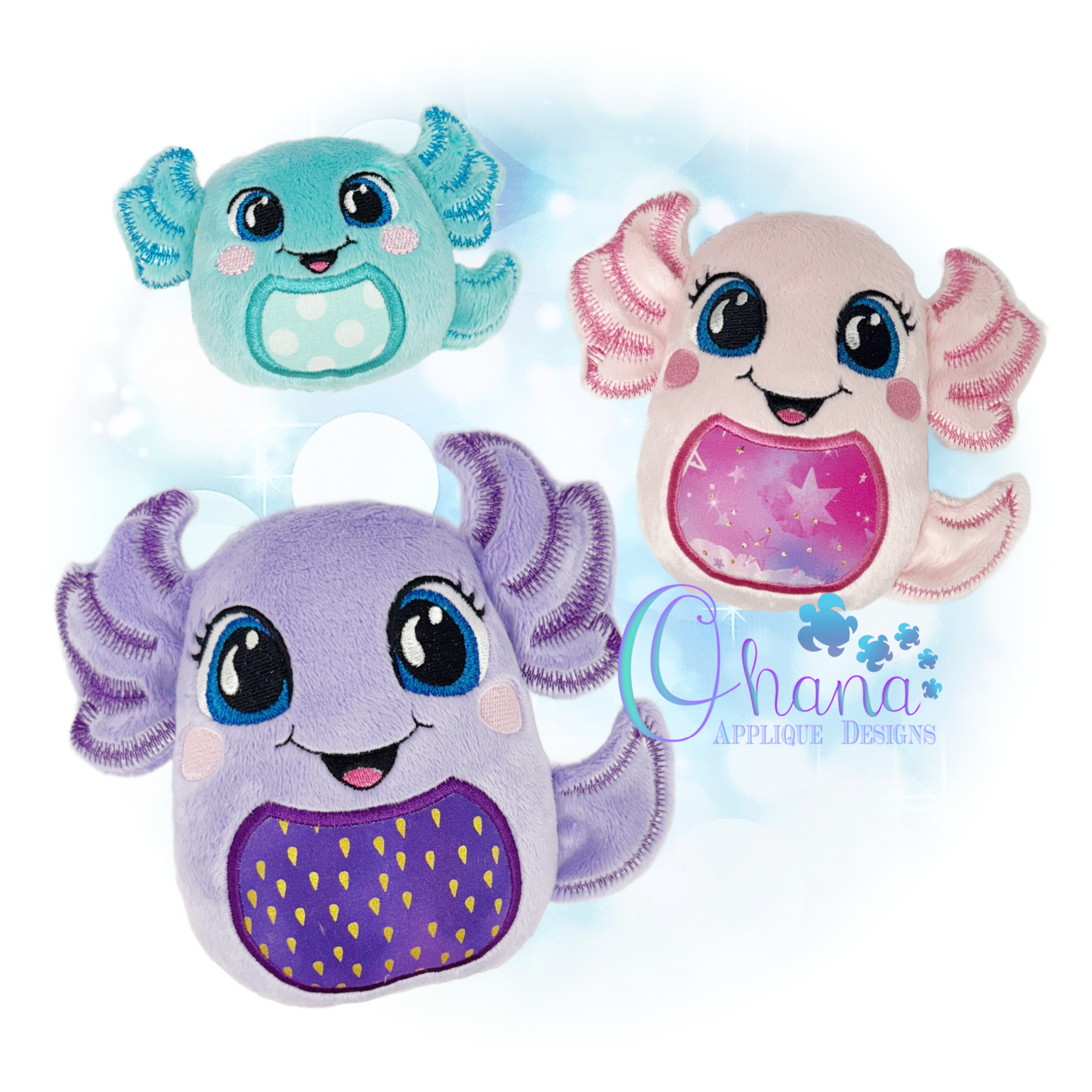 Axolotl Egglet Stuffie Embroidery