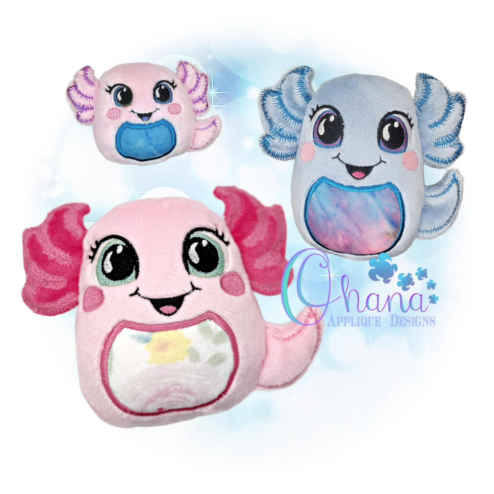 Axolotl Egglet Stuffie Embroidery