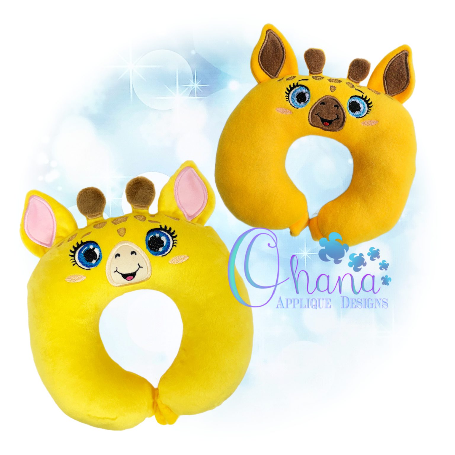 OAD 2507 Giraffe TP 2000 LA RK Giraffe Travel Pillow Embroidery