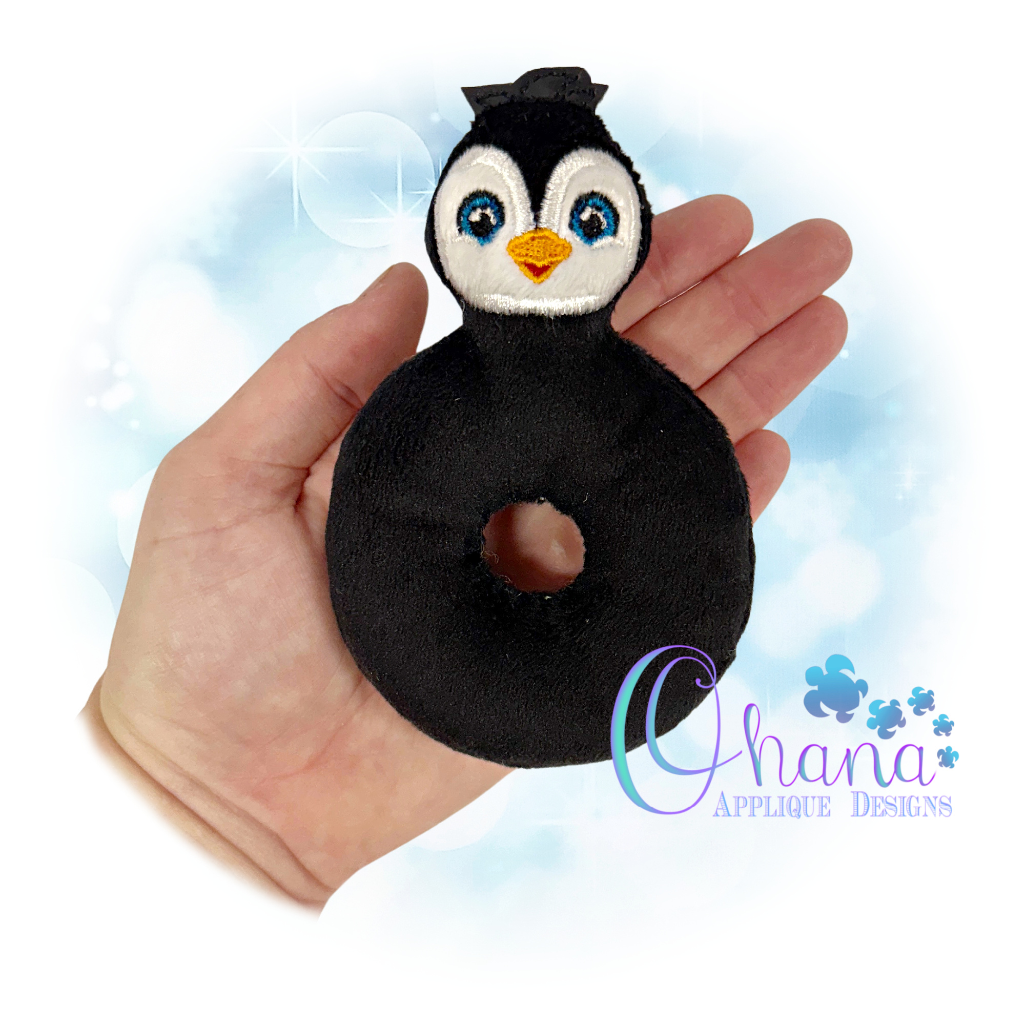 Penguin Ring Rattle Embroidery
